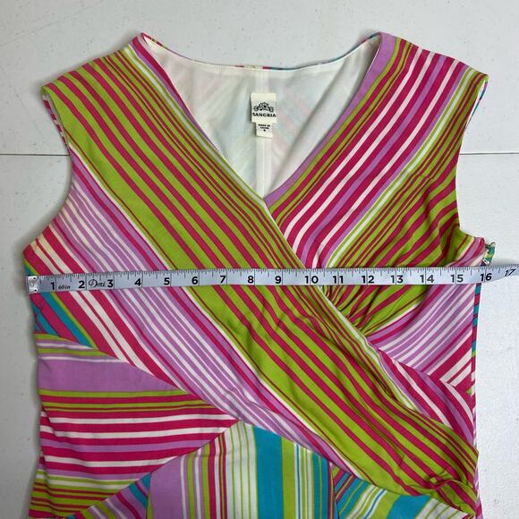 Sangria Women Size 6 Striped Sleeveless Maxi Dress Coloful Summer Vaca Beach - Picture 10 of 12